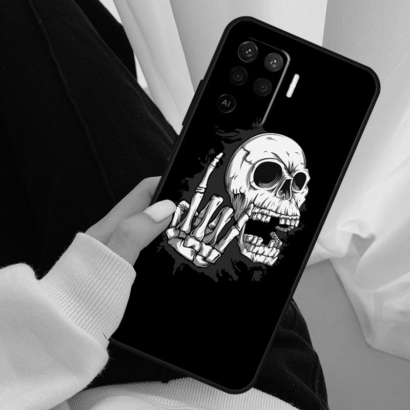 Череп Рок-н-Ролл Чехол для OPPO Find X3 X5 Pro A5 A9 A31 A53 A15 A16 A52 A72 A83 A91 A93 A94 A54 A74 A53S