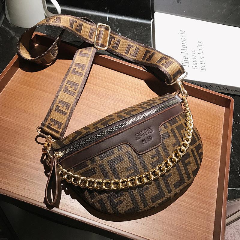 Новая женская сумка на пояс, нагрудная сумка для девочек, широкий плечевой ремень, одно плечо, сумка через плечо, модная цепочка, украшение из искусственной кожи