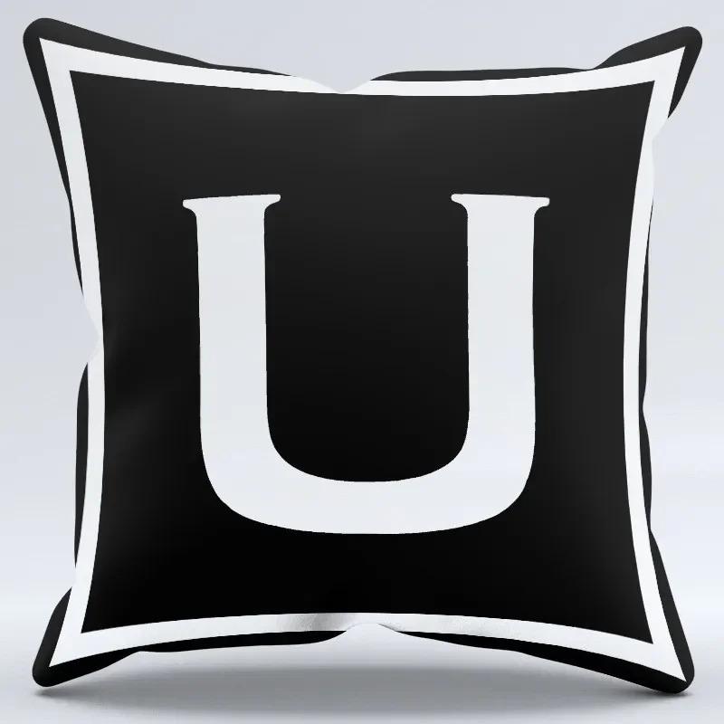 Простая Черно-белая Наволочка с Принтом Букв Декоративная Наволочка для Подушки Подходящая для Дома Дивана Автомобиля Офиса