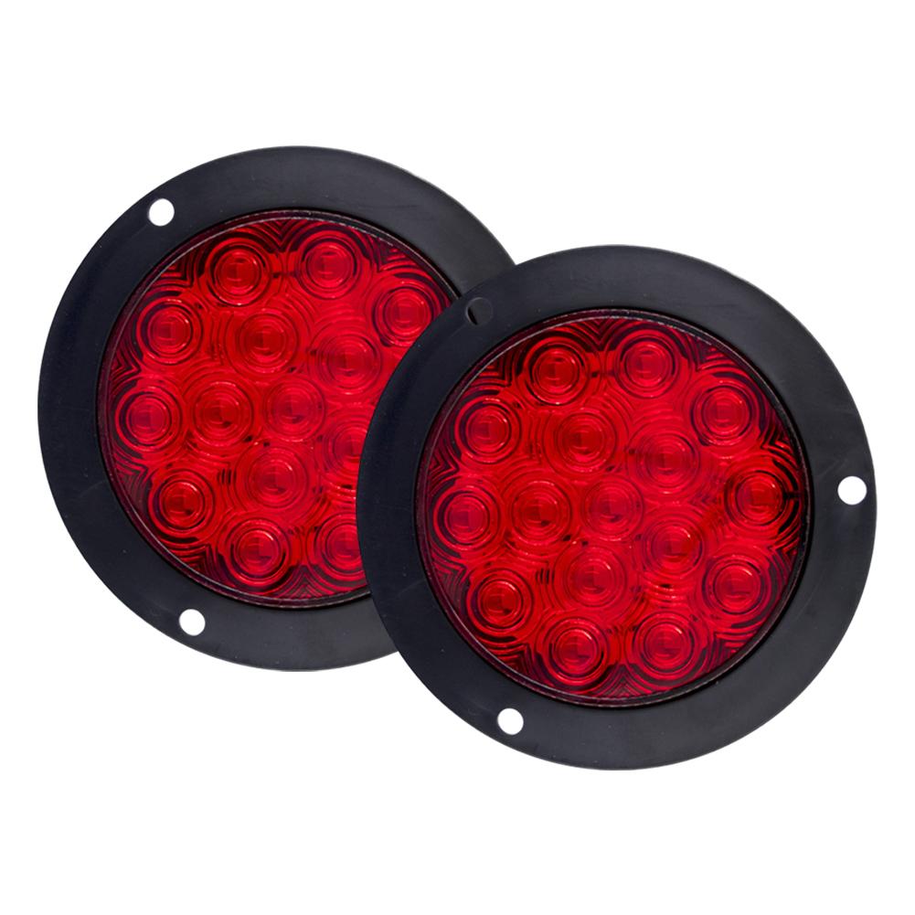 1/2PCS 12V 24V 16 LED 4" Round Rear Tail Lights Turn Signal Brake Stop Reverse Lamp Car Truck Trailer Lorry Red Yellow WhiteTurn Signal 2