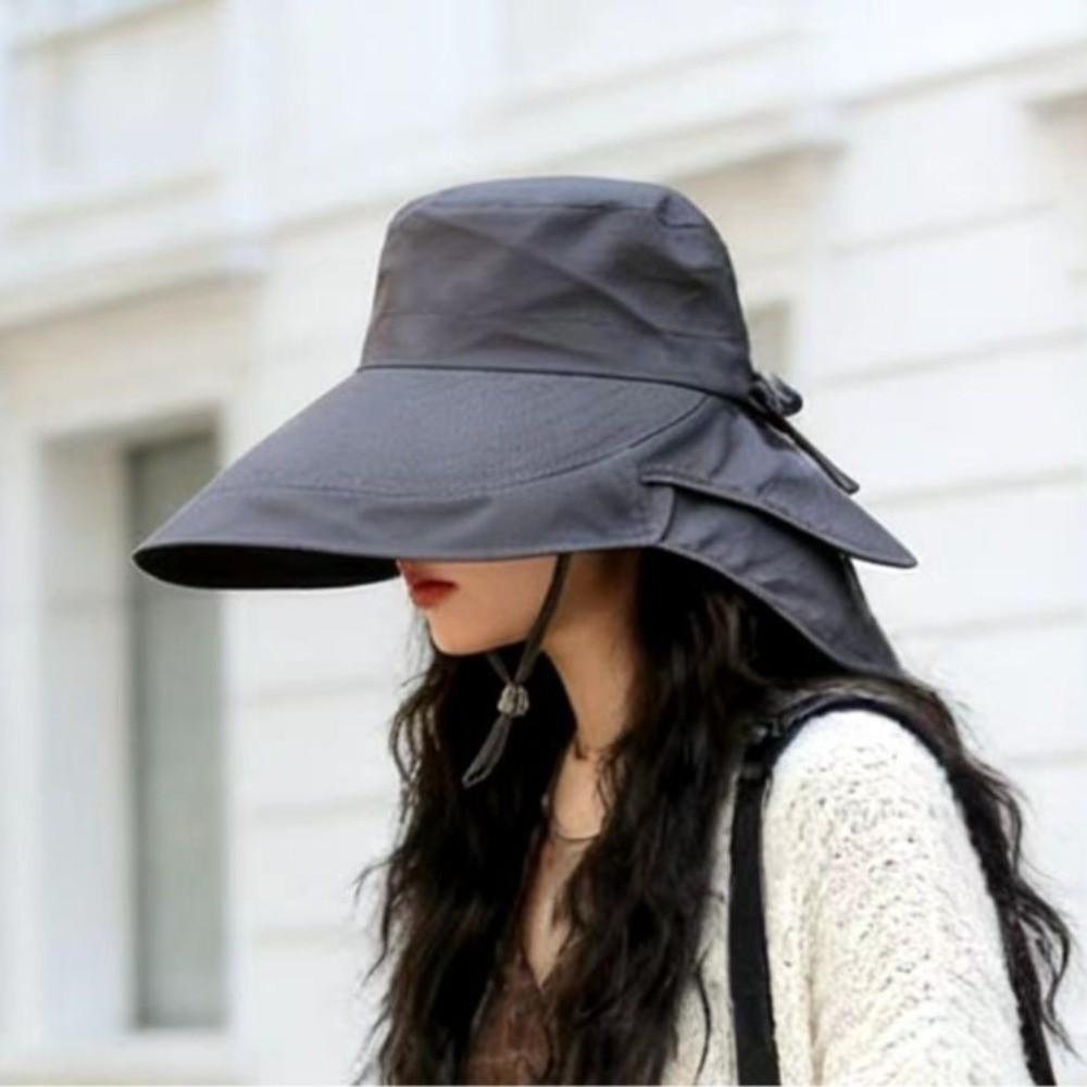 Korean Style Wide Brim Sun Hat Solid Color Women Bucket Hat Fashion Sun Protection Hat  Outdoor