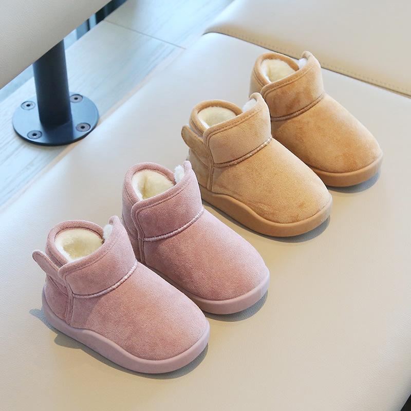 2024 New Children Shoes Simple Plush Warm Cotton Shoes Daily Antiskid Thick Soft Sole Girl Casual Snow Boots Boy Winter Sneakers