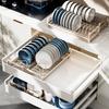 Выдвижной органайзер для ящика из нержавеющей стали с подставкой для мисок и тарелок для кухонных шкафов