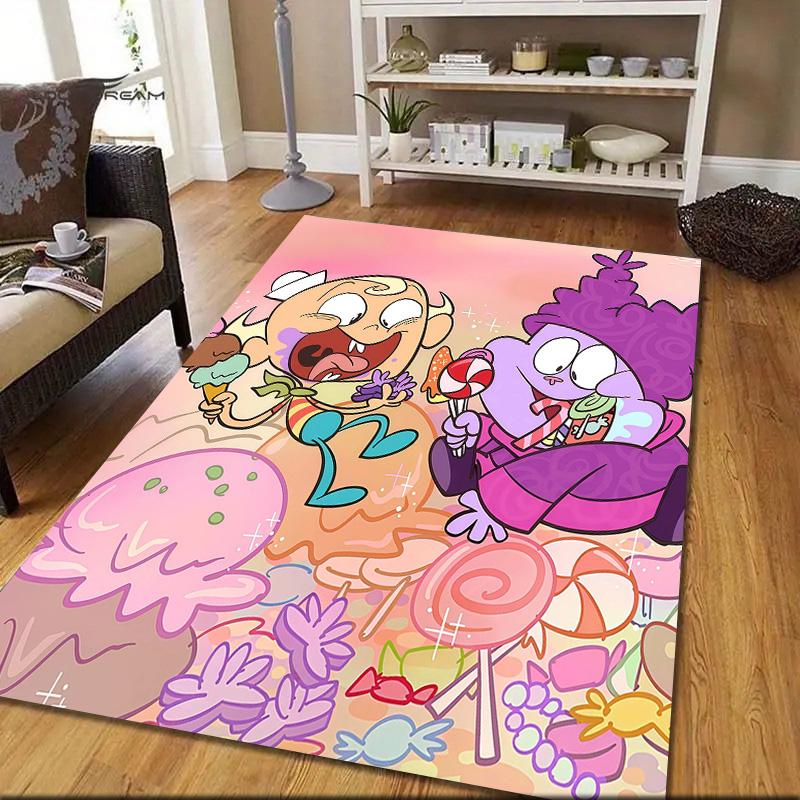 Chowder Flannel Pattern Square Carpet,Area Rug,Carpet Rug for Living Room Bedroom Sofa Playroom Decor,Non-slip Floor Mat