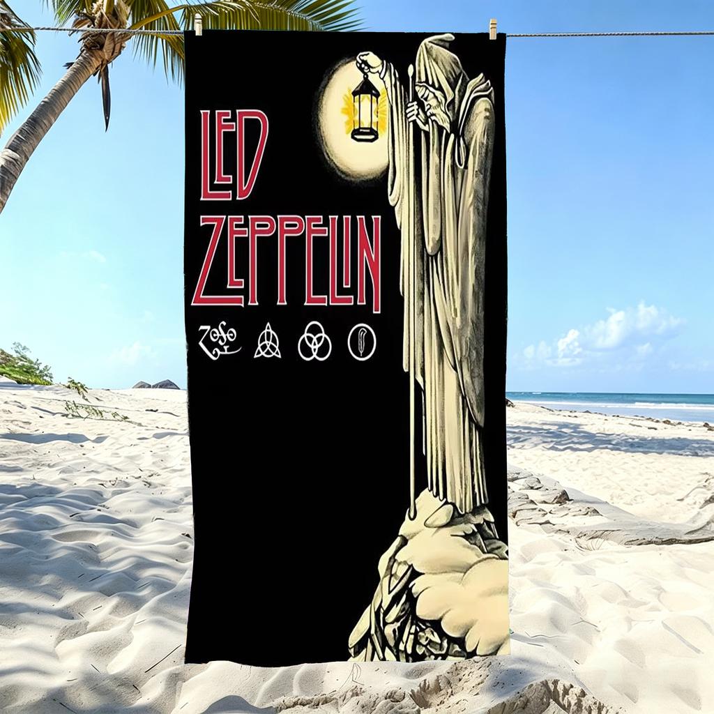1 шт. Led Zeppelin Hermit The Lantern Man Пляжное полотенце Микрофибра Быстросохнущее Полотенце для ванны Для бассейна Пляжа Путешествий Подарок для поклонников Рока Металла