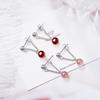Women's Cute Garnet Crystal Bead Earrings - Japanese Korean Style