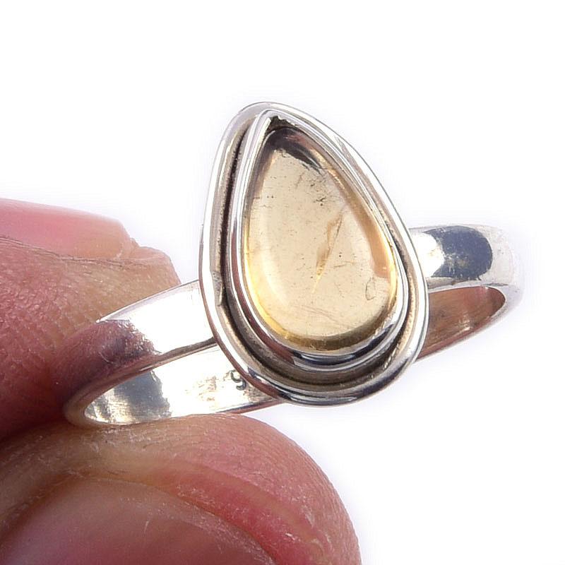 Natural Citrine Gemstone Handmade 925 Solid Sterling Silver Ring Size 6 Y5l81