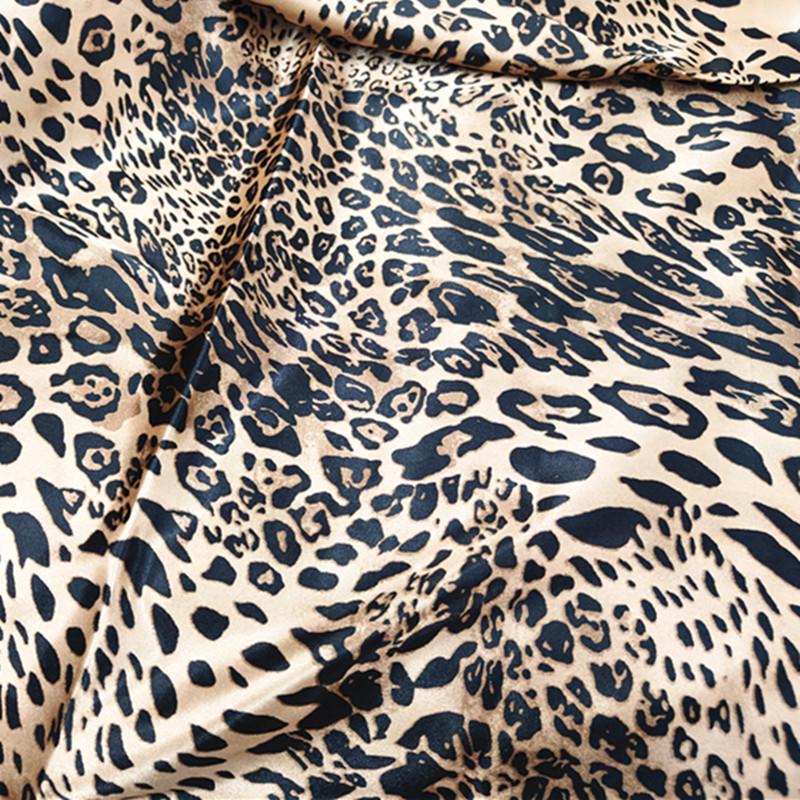 Сатиновая ткань с леопардовым принтом, имитация шелка для одежды, подкладки, повязок на голову и сумок