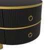2-in-1 Round MDF Coffee Table, Side Table with Glossy Top and 1 White Marble Top, Living Room Table Combination with 2 Drawers, 70*70*46 + 50*50*40 cm