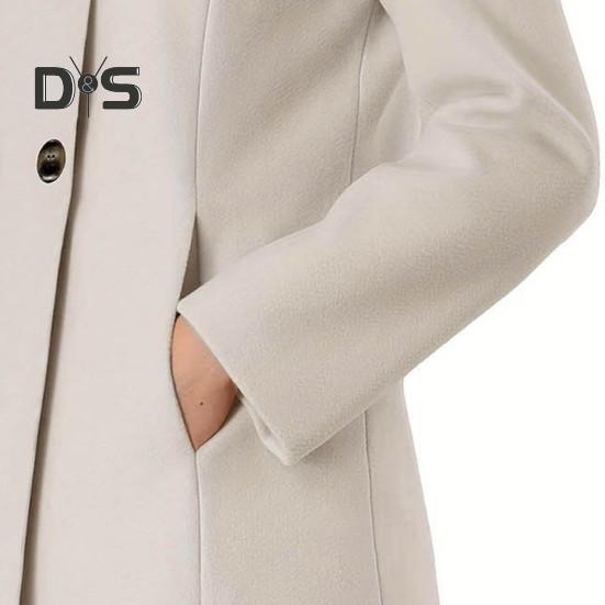 Зимнее осеннее женское пальто с воротником-стойкой и защитой шеи, длинный рукав, плотное теплое однобортное пальто с плотными теплыми карманами, средняя длина, женское пальто