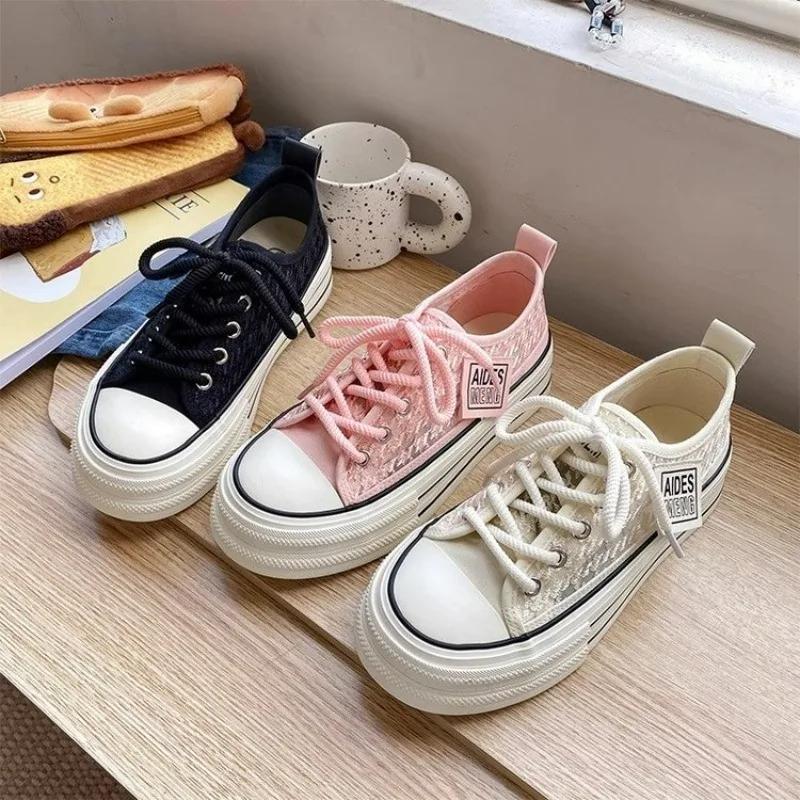 Модные парусиновые кроссовки для женщин, дизайнерская обувь Breathe Harajuku, кроссовки на платформе для девушек в стиле хип-хоп, женские туфли с эффектом потертости