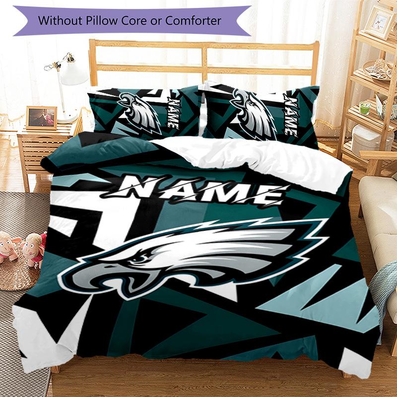3pcs Fashion Cool Eagle Logo1 Cover Set - Personalized Name, HD Printed Bedding with 1 Cover and 2 Pillowcases - Perfect for Home Decor, Easy Ca