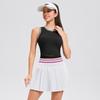 Womens Tennis Set With Fixed Cup Sports Bra High-Waisted Color-Block Pleated Skirt Activewear