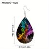 Clouds Fog Pattern PU Leather Earrings For Women Creative Fashion Water Drop Shape Dangle Earrings Double-sided Pattern Design Earring