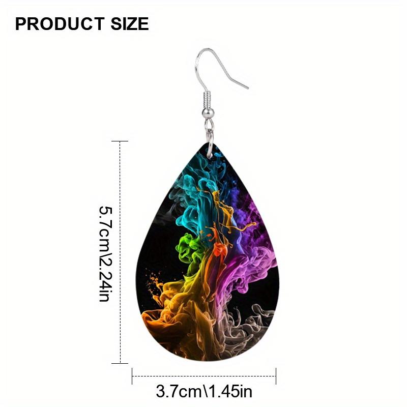 Clouds Fog Pattern PU Leather Earrings For Women Creative Fashion Water Drop Shape Dangle Earrings Double-sided Pattern Design Earring