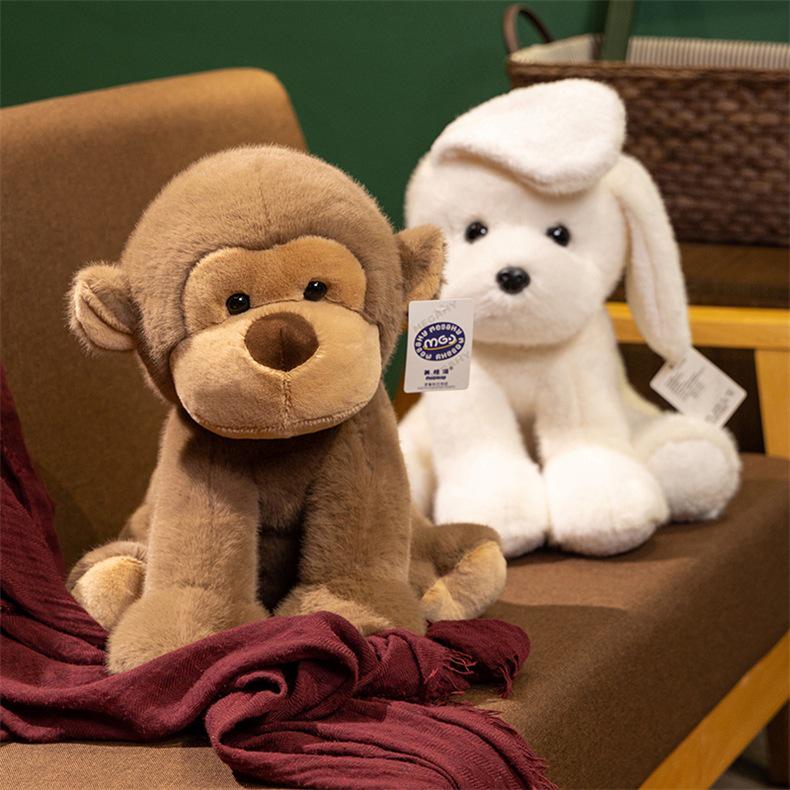 Милая плюшевая кукла в виде животного: Лиса, Кот, Обезьяна, Кролик, Собака - Сидячая поза, Комфортная игрушка, Подарок