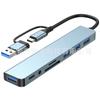 Dual-Head 8-in-1 USB Hub Docking Station with Card Reader, 3.5mm Audio, and Type-C for Mobile and Laptops