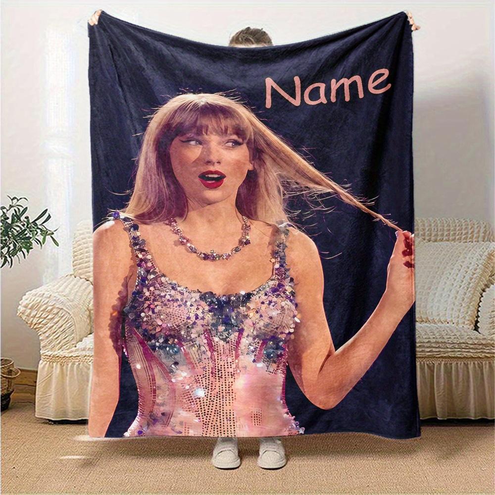 Taylor Swift Glitter Dress Performance Flannel Blanket Soft And Cozy Customizable Name Perfect For All Seasons Sofa Bed Or Outdoors Personalized Gift