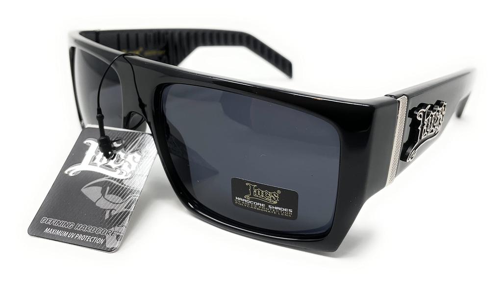 Солнцезащитные очки LOCS Hardcore Shades LOCS 91010, черные, в стиле «гангстер», квадратные, с плоской верхней частью, Cholo OG Lowrider, размер для взрослых, черные, 2XL.