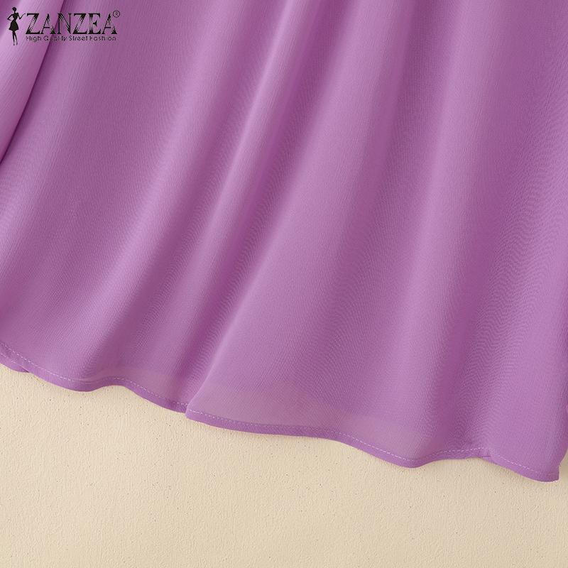 ZANZEA Женская повседневная блузка с воротником-стойкой, свободного кроя, однотонная, с рукавами 3/4