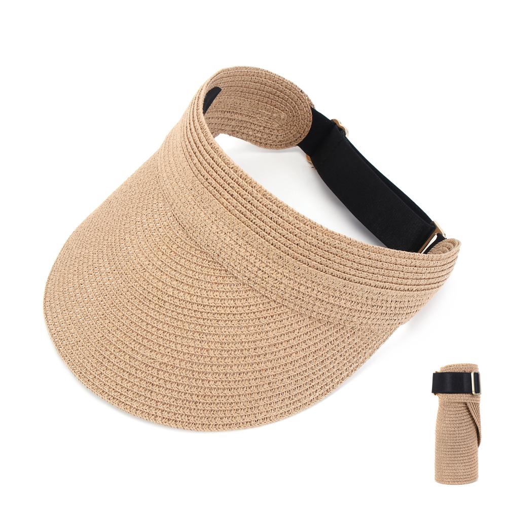 Модная регулируемая пляжная соломенная складная кепка с защитой от УФ-лучей, шляпа-козырек от солнца, женская шляпа с широкими полями