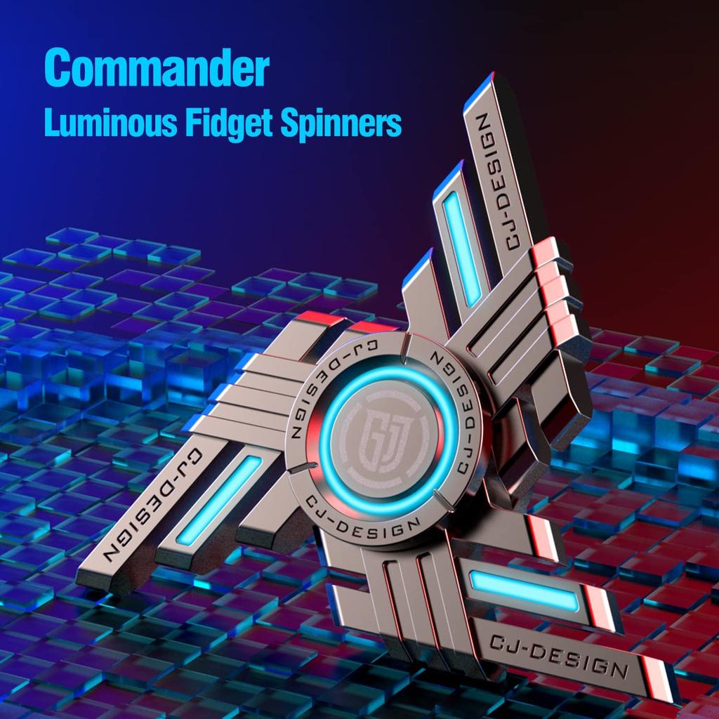 Спиннеры Commander Fidget со светящимся, прочным высокоскоростным бесшумным подшипником, игрушками/подарками для пальцев и рук для взрослых и детей (Фонарик в комплекте)