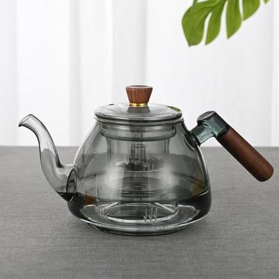 Ручной стеклянный чайник Chaxun из высокоборосиликатного стекла с ручкой из грецкого ореха