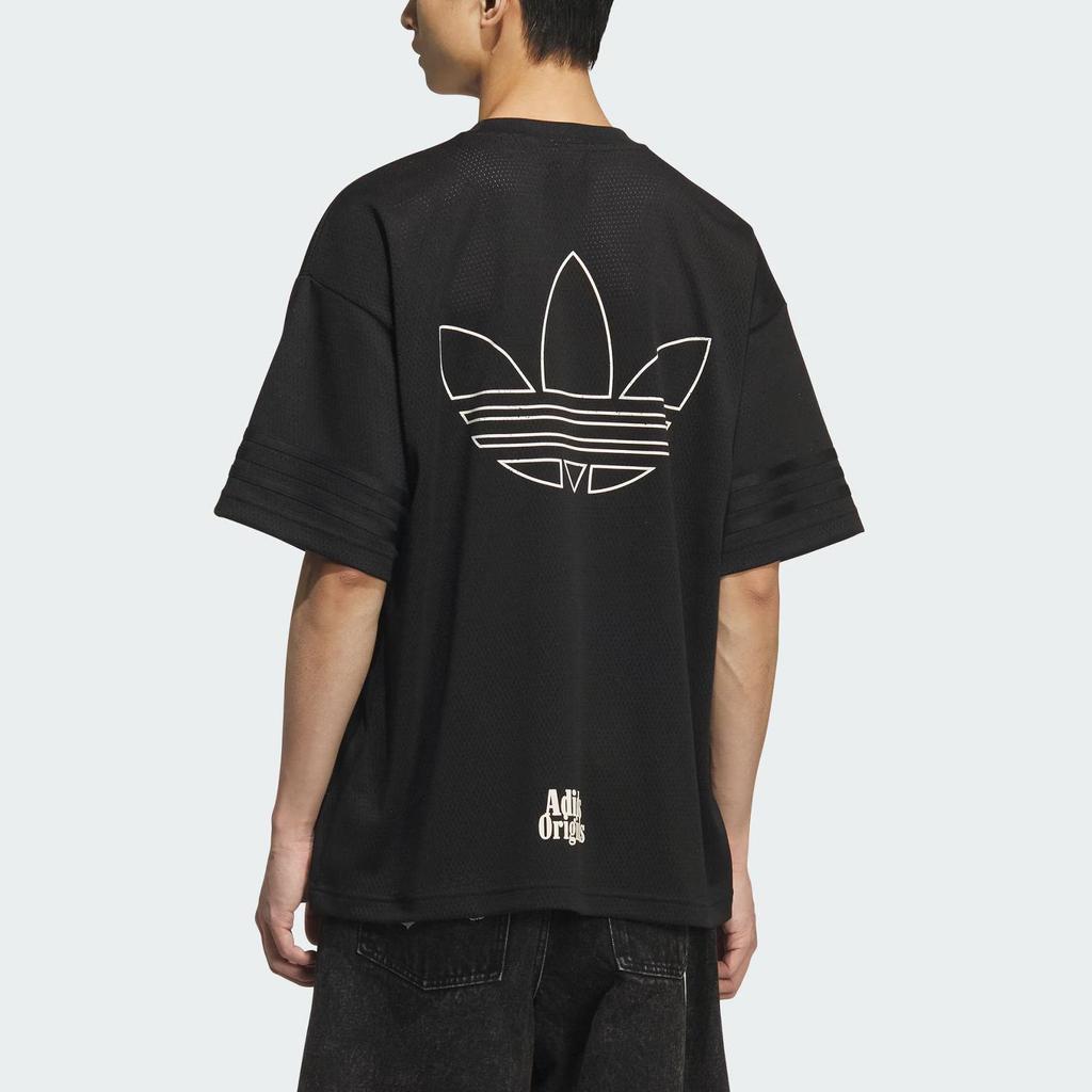 adidas Оригинальная баскетбольная футболка свободного кроя с опущенной линией плеча, хлопковая, с принтом, унисекс, черная KF0720