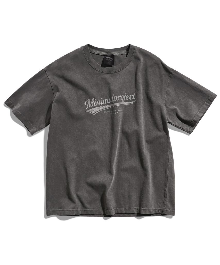 MINIMALPROJECT Washed Drawing Pigment Crop Short Sleeve T-Shirt Mst188C [Darkgray]