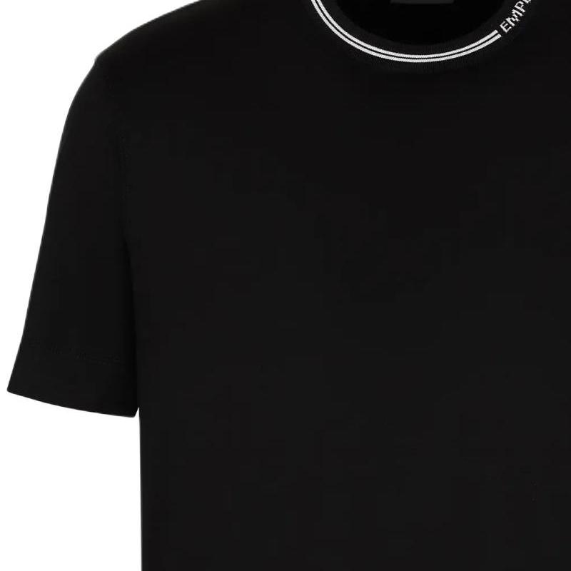 Emporio Armani Мужская футболка с круглым вырезом и короткими рукавами, отделка letter logo, черная 6D1T95-1JOSZ-0999