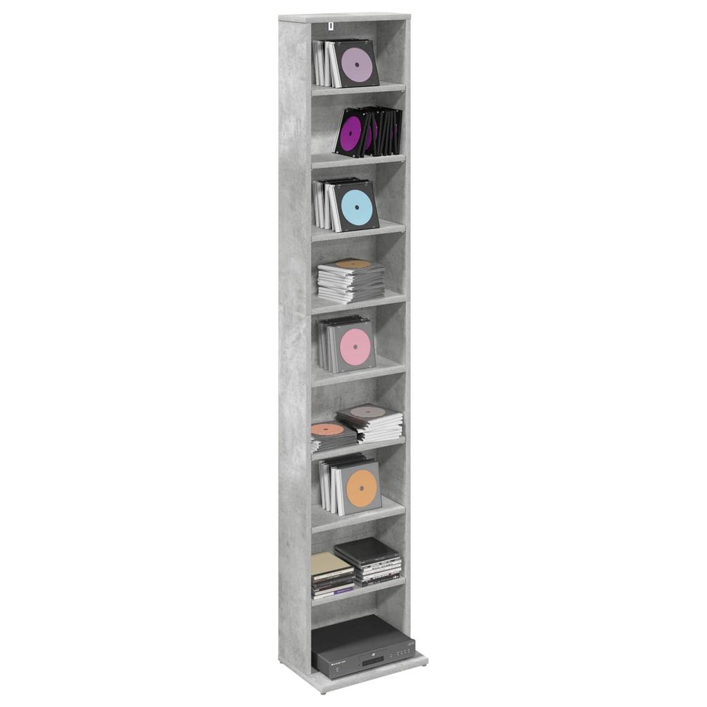 CD Shelf Concrete Gray 33 x 23.5 x 175 cm Wood Material