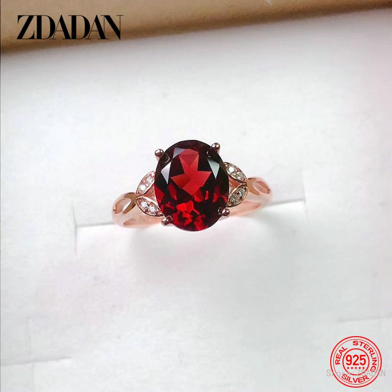 Серебряное кольцо 925 пробы с красным цирконом, регулируемое, для женщин, модные украшения