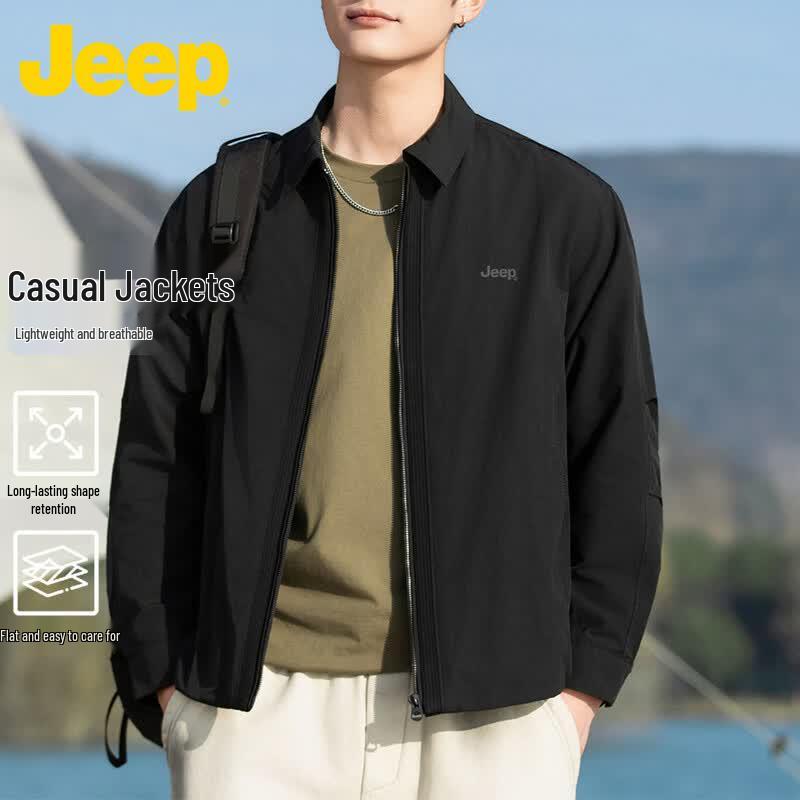 JEEP Men's Cotton-Blend Workwear Style Lapel Jacket
