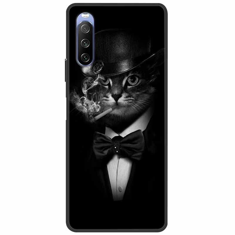 Мягкий чехол для Sony Xperia 10 III / 5 III / 1 III, силиконовый, с рисунком мраморного кота, чехол-фунда для Sony Xperia 1 II / 10 II / 5, чехол-коке