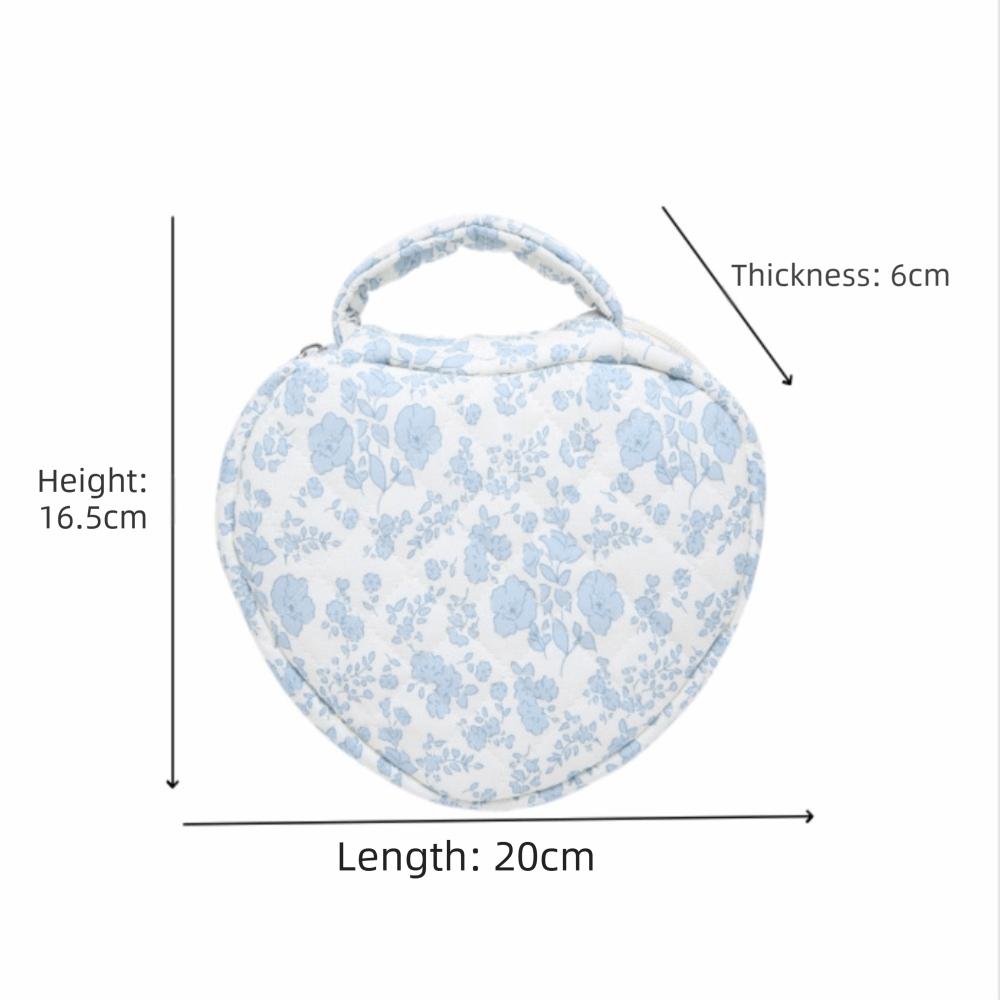 Cute Design Handheld Cosmetic Bag Quilting Cotton Floral Pattern Toiletry Bags Large Capacity Zipper Makeup Bag Handbag Storage