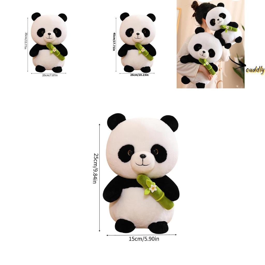 Adorable Cartoon Panda Plush Doll Toy With Short Fur And Pp Cotton Filling