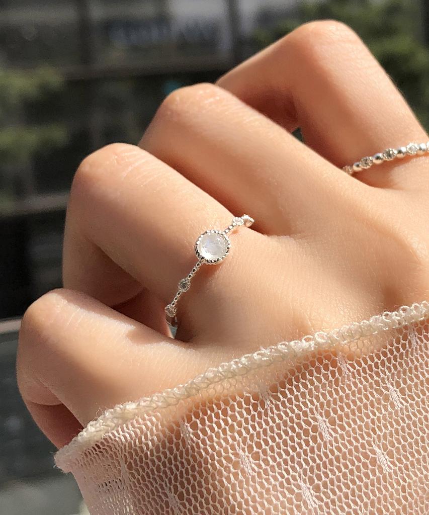 47 Сумка 925 Серебро Лунный камень Драгоценный камень Кольцо Ария