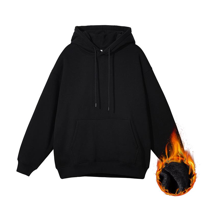 Унисекс тяжелая толстовка: Однотонный американский уличный стиль для осени/зимы