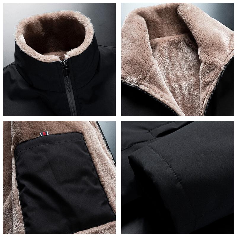 Super Thick Coat with Velvet and Cotton for Middle-aged and Elderly Men Cotton Coat with Stand-up Collar Cotton Padded Jacket