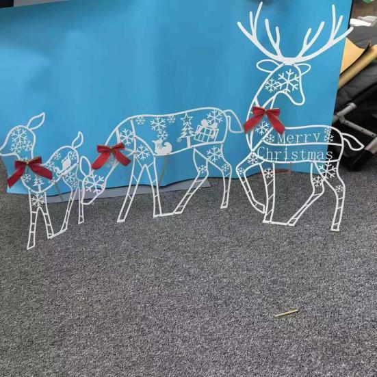 3 шт./компл. Рождественский олень, семейное украшение, устойчивое к погодным условиям, прочное, для использования в помещении, на открытом воздухе, в саду, дворе, патио, газоне, металлический знак в виде силуэта оленя, праздничный