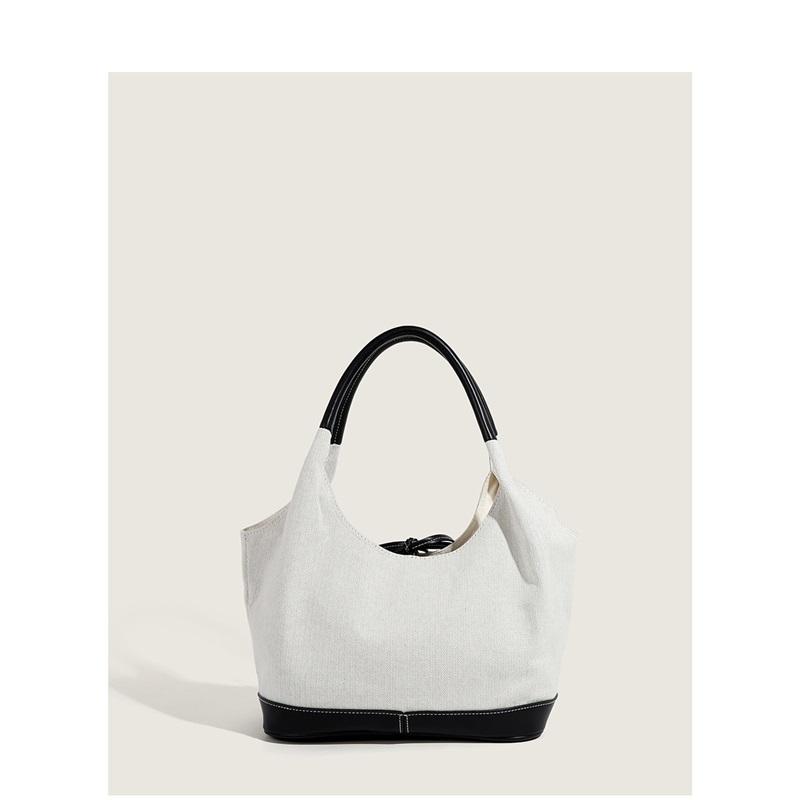 New Minimalist Splicing Canvas Ladies Daily Purse, Versatile Multiway Top Handle Underarm Shoulder Bag For Casual Outfit