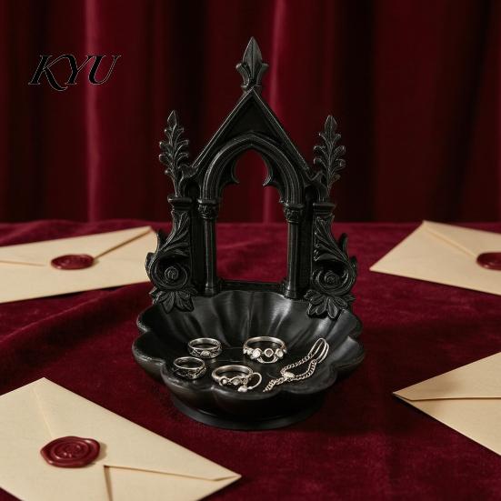 Lolita Room Accessories 3D Printed Gothic Arch Jewelry Tray, Medieval Church Style Trinket Decorative Storage Dish Dish, Vintage Tray for Rings