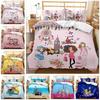 3D Printed Fashion Cartoon Girl Scenery Bedding Set Modern Duvet Cover Double Twin Full Queen King Adult Kids Bedclothes Quilt