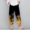 Men's Fashion Casual Pants Loose Wide Legs Workwear Pocket Youming Flame Print Slack