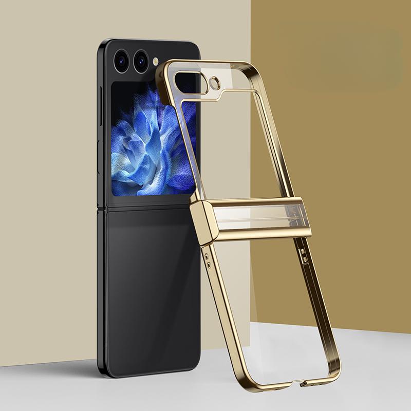 Гальванизированный прозрачный чехол для телефона Samsung Galaxy Z Flip 6 5 4 3 Flip6 Flip5 Flip4 Flip3 Hinge защитный противоударный чехол