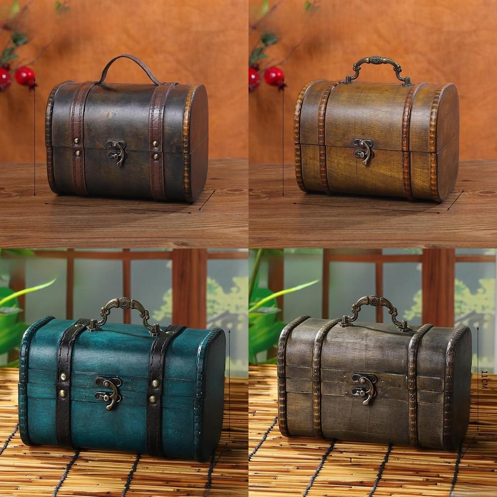 Vintage Wooden Organizer Box For Accessories Cds And Cables Home Office Decor