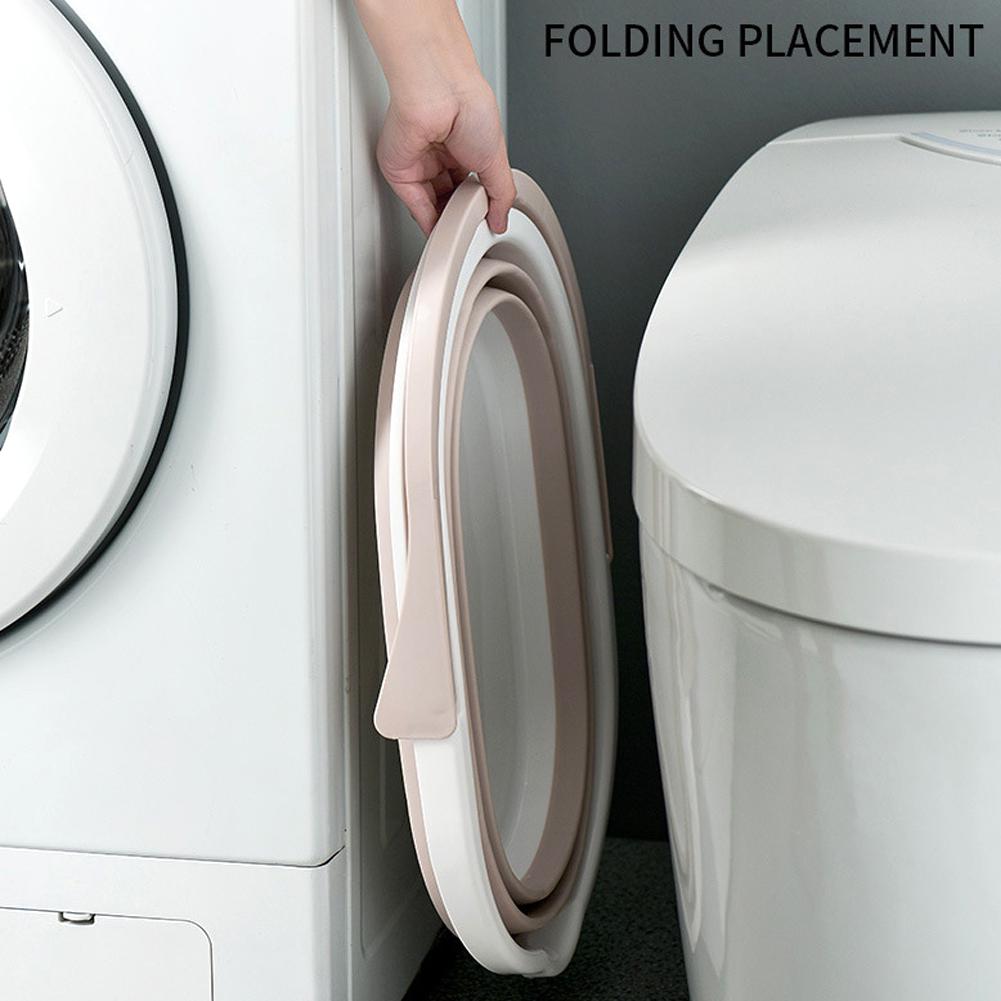 Portable Household Folding Mop Cleaning Water Bucket Barrel for Home Bathroom Use Light Pink