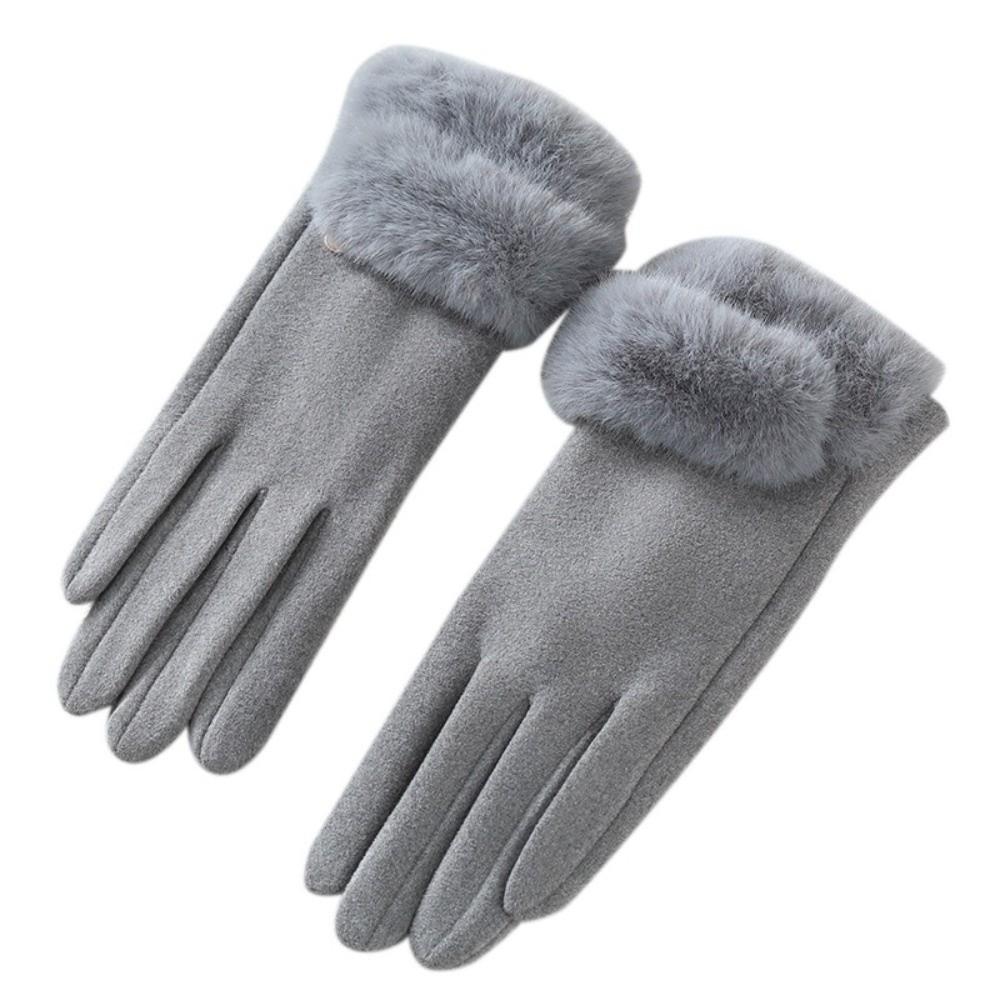 Thick Warm Touchscreen Gloves Suede Material Windproof Gloves Fleece Lined Gloves For Women