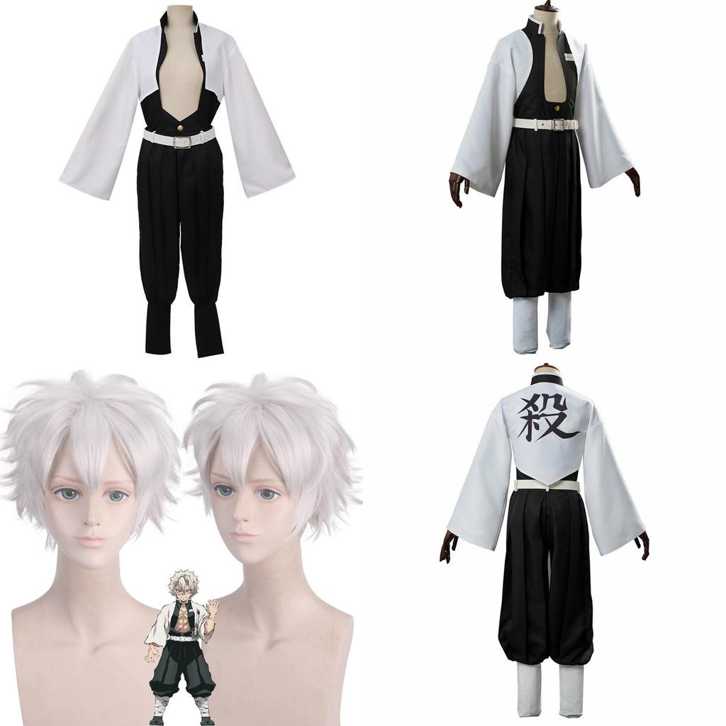 Stunning Demon Slayer Kimetsu No Yaiba Wind Pillar Sanemi Shinazugawa Cosplay Costume Set For Anime Enthusiasts