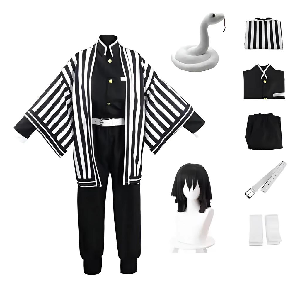 Obanai Iguro Snake Косплей Аниме Demon Slayer Kimetsu No Yaiba Obanai Iguro Косплей Кимоно Брюки Топ Kisatsutai Униформа Хэллоуин Костюм Набор